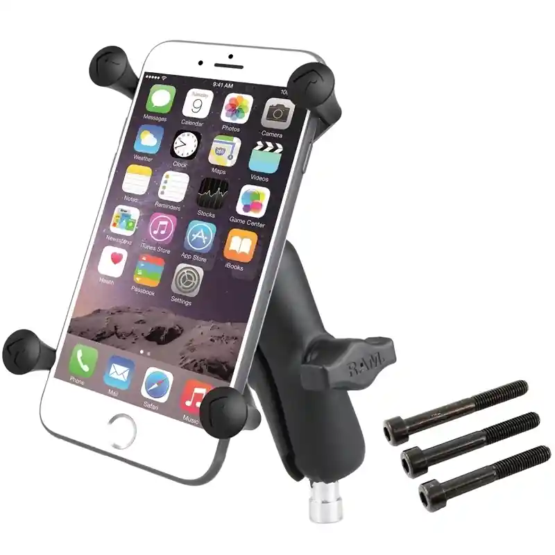 Jetzt Kaufen RAM Mounts X-Grip Motorrad-Halterung für Smartphones bis 114,3 mm Breite - B-Kugel (1 Zoll), Kugel für Lenkerkopf mit M8-Schrauben, mittlerer Verbindu