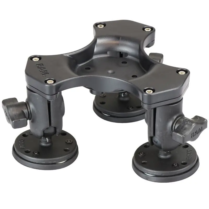 RAM Mounts Triple-Saugfuss mit Magnet-Basen - jeweils Drehverschluss, 3x Diamond-Basisplatte (Trapez), 3x runde Basisplatte, 3x kurze Verbindungsarme, Direkt Vom Hersteller