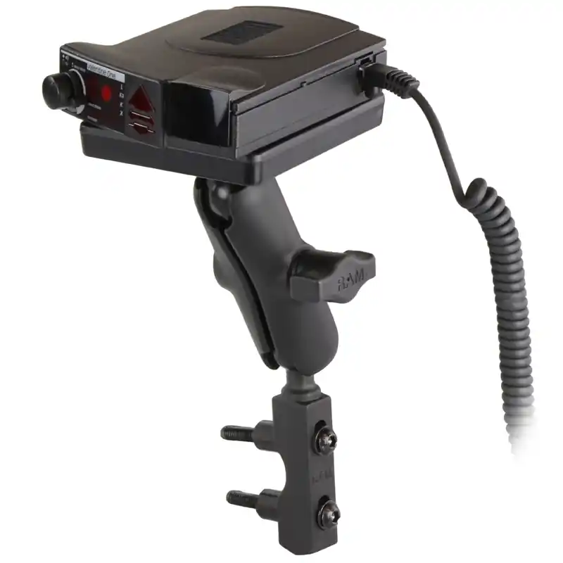 RAM Mounts Motorrad-Halterung Blitzwarbgeräte - B-Kugel (1 Zoll), Basisbefestigung (Lenker/Bremse/Kupplung), mittlerer Verbindungsarm, Moto Power Plat Top-Seller