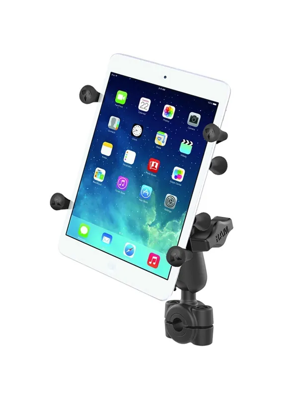Echt RAM Mounts X-Grip Motorrad-Halterung für Tablets (7 Zoll) - B-Kugel (1 Zoll), Torque-Schraubklemme (Durchmesser 9,5-15,8 mm), mittlerer Verbindungsarm