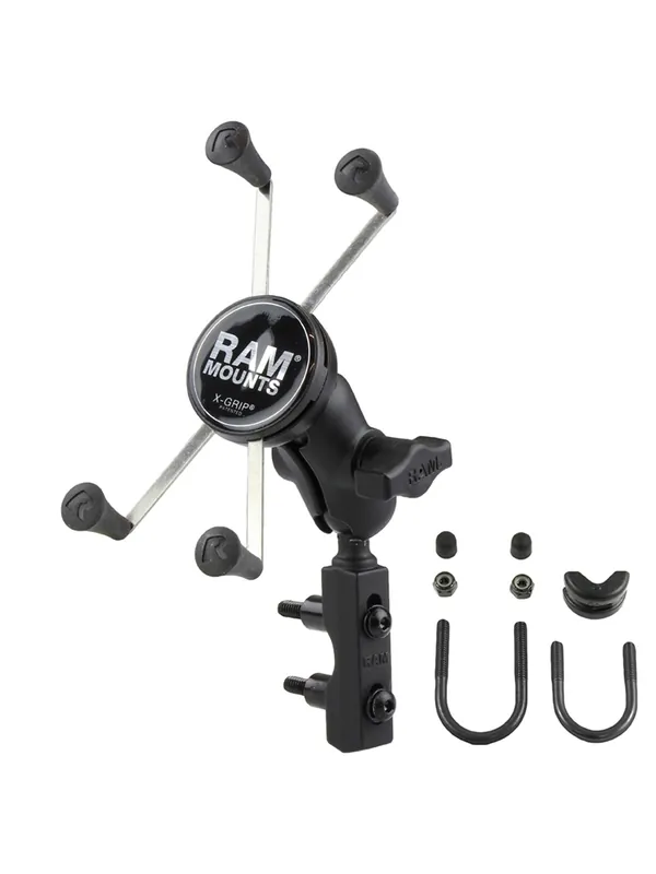 RAM Mounts X-Grip Motorrad-Halterung für Smartphones bis 114,3 mm Breite - B-Kugel (1 Zoll), Basisbefestigung (Lenker/Bremse/Kupplung), kurzer Verbind Preiswert