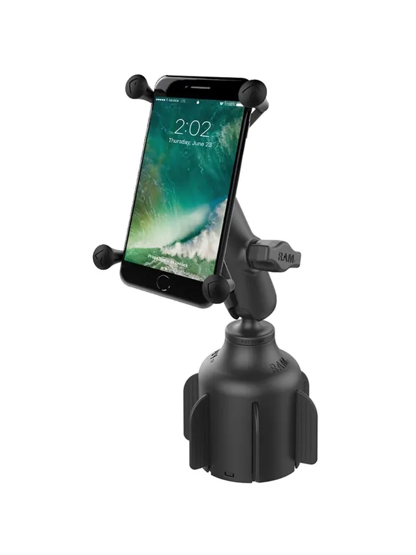 Schneller Versand RAM Mounts Fahrzeug-Halterung mit X-Grip Halteklammer für Smartphones bis 114,3 mm Breite - B-Kugel (1 Zoll), Basis für Getränkehalter, mittlerer Verb