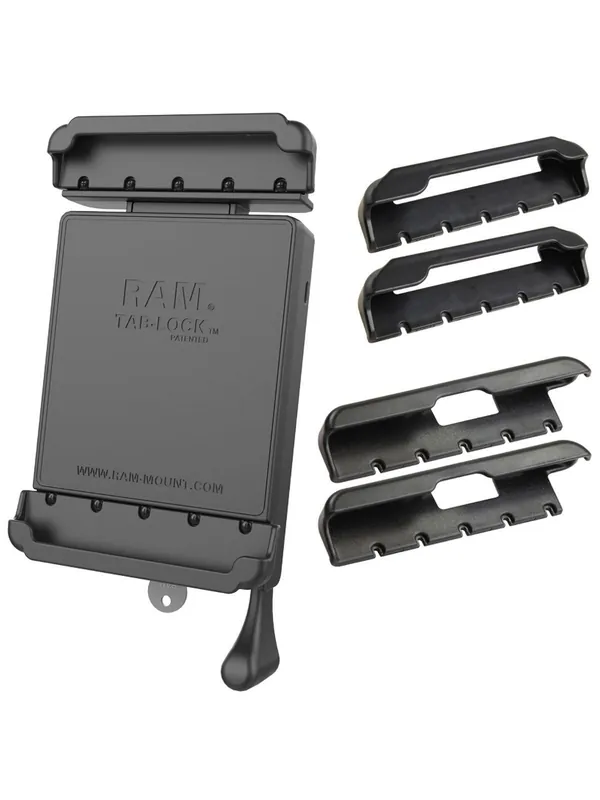 Direkt Vom Hersteller RAM Mounts Tab-Lock (abschließbar) Universal Halteschale für 7-8 Zoll Tablets - (verschiedene Endkappen-3er-Set), AMPS-Aufnahme, Schrauben-Set