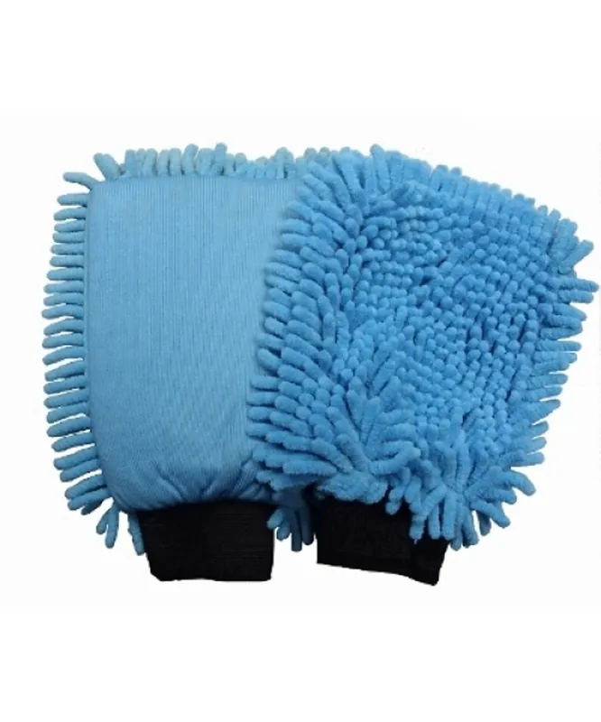 Mega-Angebot ROTWEISS - Mikrofaserhandschuh Rasta - blau, zwei Reinigungsseiten