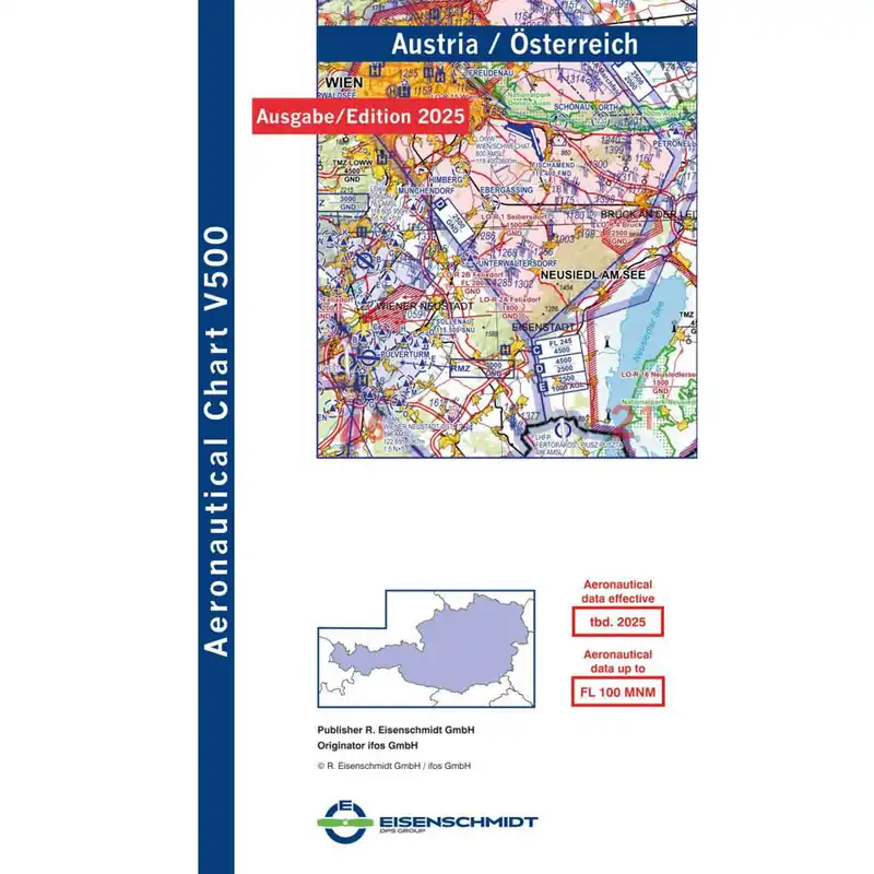 Wochenendangebot Österreich V500 VFR-Karte - Papier ohne Folie, gefaltet, 2025
