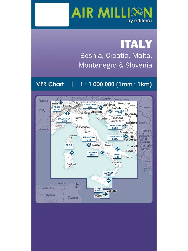Italien - Air Million VFR-Karte 1:1.000.000, gefaltet, 2025 Neuheit