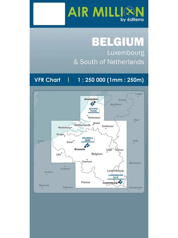 Belgien - Air Million Zoom VFR-Karte 1:250.000, gefaltet, 2025 Sonderaktion