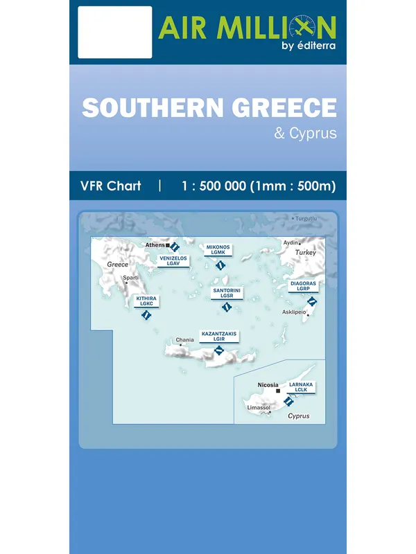 Süd-Griechenland - Air Million Zoom VFR-Karte 1:500.000, gefaltet, 2025 Markenprodukt