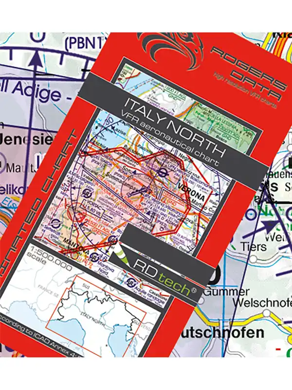 Italien Nord - Rogers Data VFR Karte, 1:500.000, laminiert, gefaltet, 2025 Top-Angebot