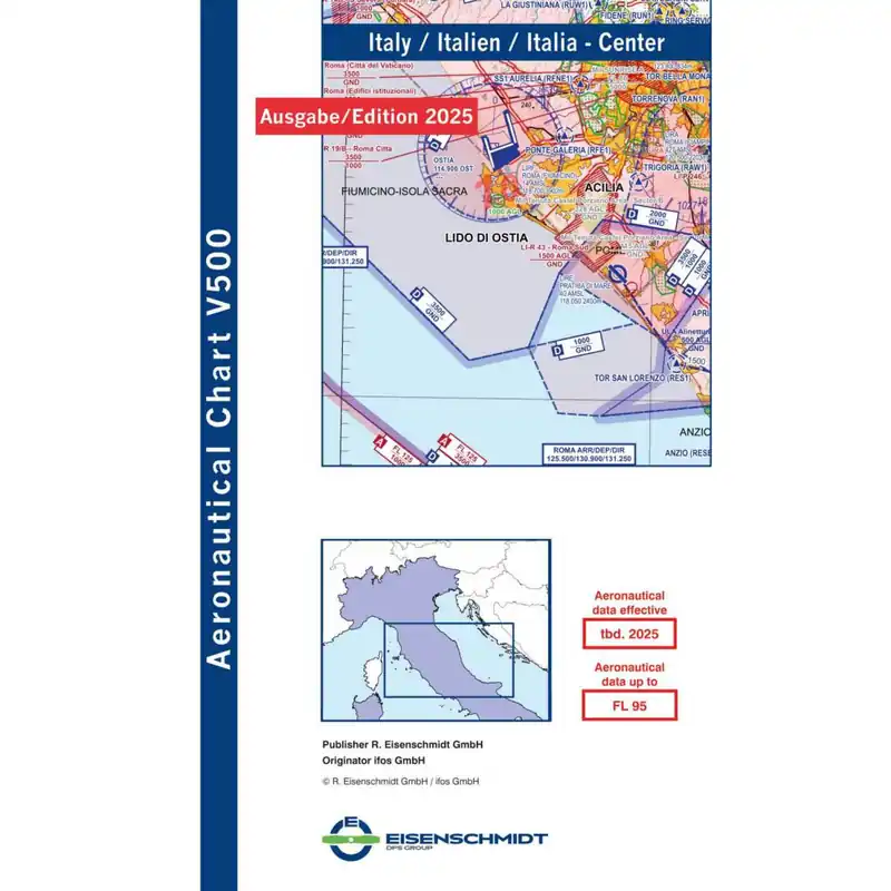 Preisreduziert Italien Zentral V500 VFR-Karte - Papier, gefaltet, 2025