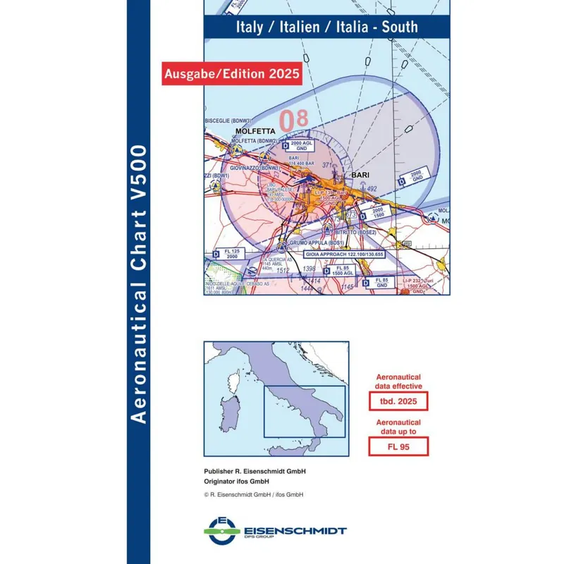 Italien Süd V500 VFR-Karte - Papier, gefaltet, 2025 Mega-Angebot