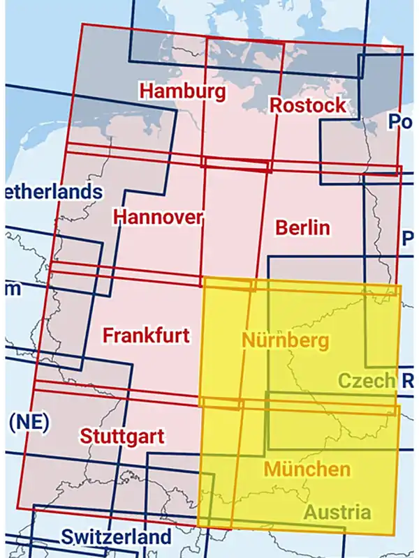Sale Nürnberg / München 2026 - Zusammengesetzte ICAO Karte mit Folie