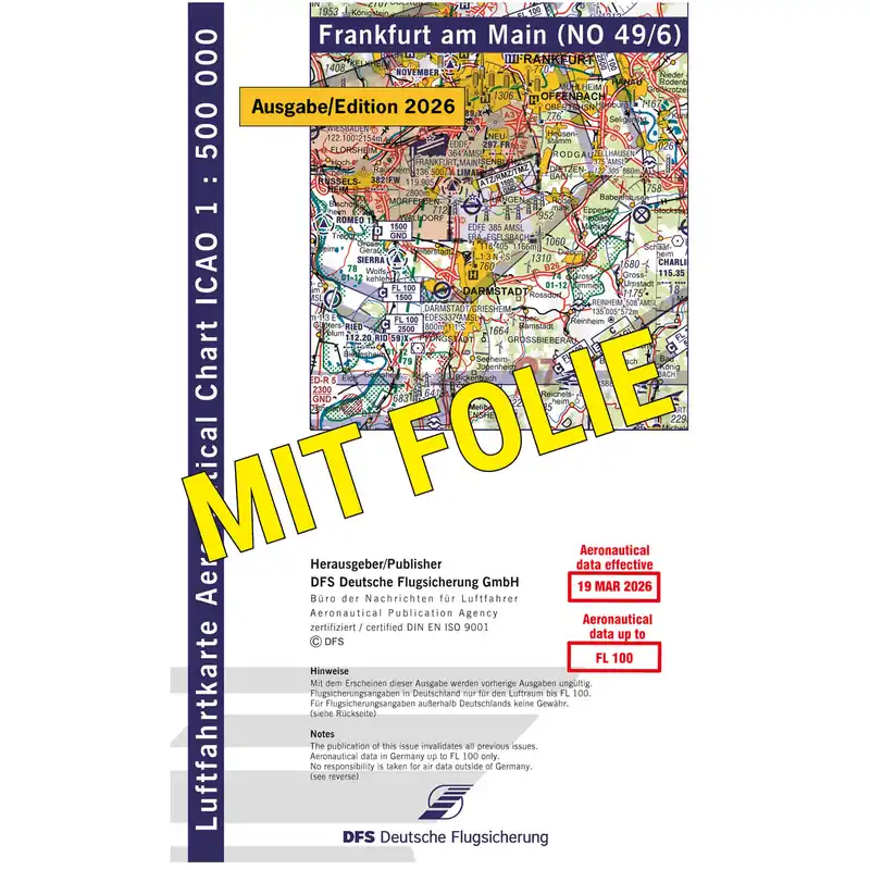 Online Kaufen ICAO Motorflugkarte Deutschland, Frankfurt, 2026, plano, mit Folie