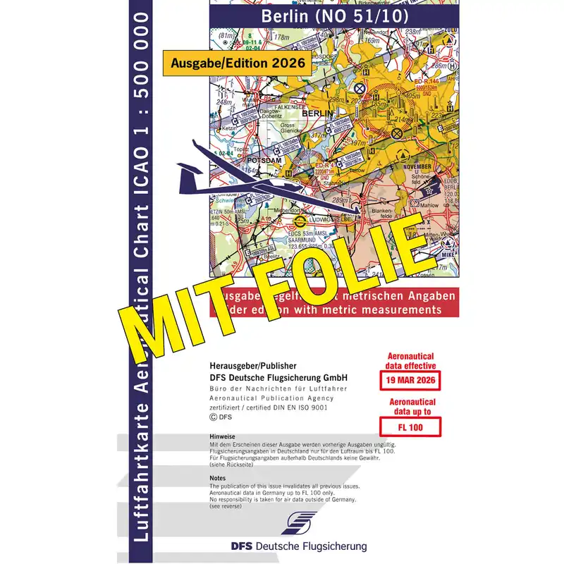 Heißes Angebot ICAO Segelflugkarte Deutschland, Berlin, 2026, plano, mit Folie