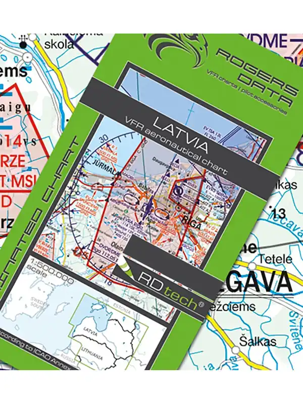 Lettland 2026 - Rogers Data VFR Karte, 1:500.000, laminiert, gefaltet Versand Am Gleichen Tag