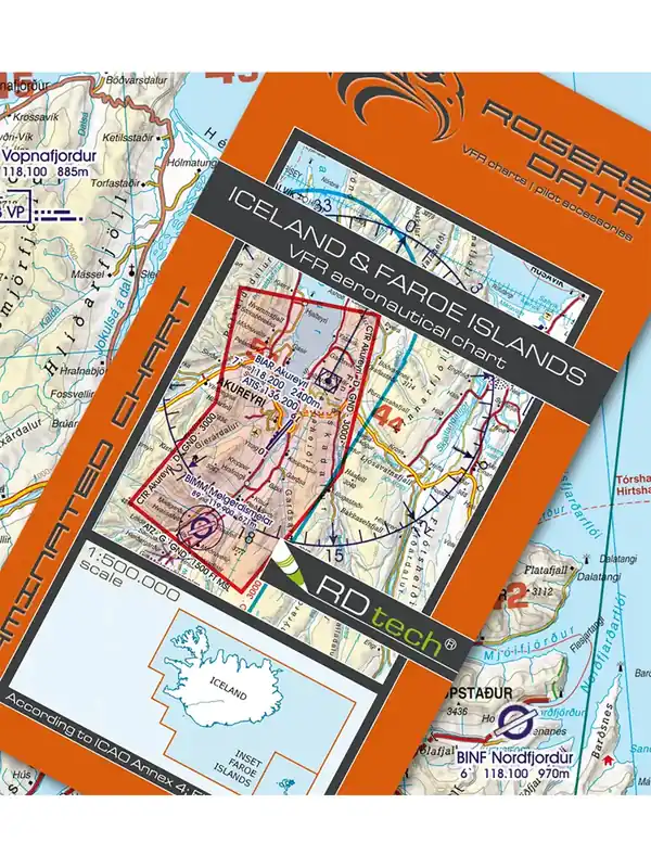 Island & Färöer 2026 - Rogers Data VFR Karte, 1:500.000, laminiert, gefaltet Neuheit