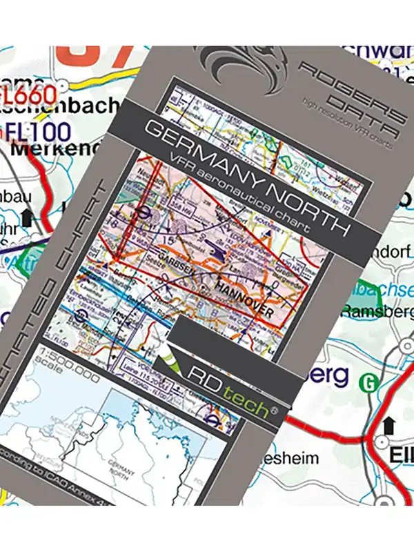 Neu Deutschland Nord 2026 - Rogers Data VFR Karte, 1:500.000, laminiert, gefaltet