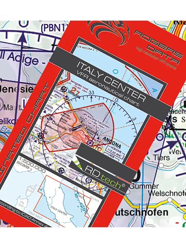 Expressversand Italien Zentral 2026 - Rogers Data VFR Karte, 1:500.000, laminiert, gefaltet