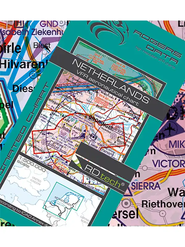 Bestpreis Niederlande 2026 - Rogers Data VFR Karte, 1:500.000, laminiert, gefaltet