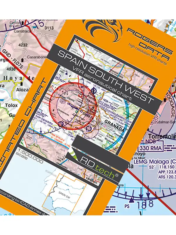 Spanien Süd-West 2026 - Rogers Data VFR Karte, 1:500.000, laminiert, gefaltet Bestpreis