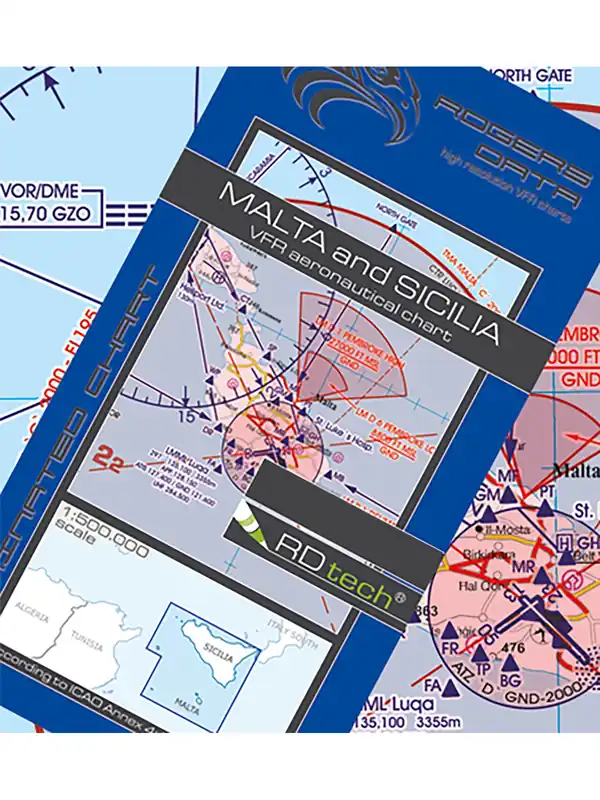 Angebot Malta / Sizilien 2026 - Rogers Data VFR Karte, 1:500.000, laminiert, gefaltet