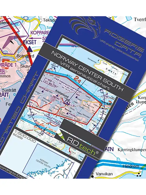Norwegen Mitte Süd 2026 - Rogers Data VFR Karte, 1:500.000, laminiert, gefaltet Sofort Bestellen