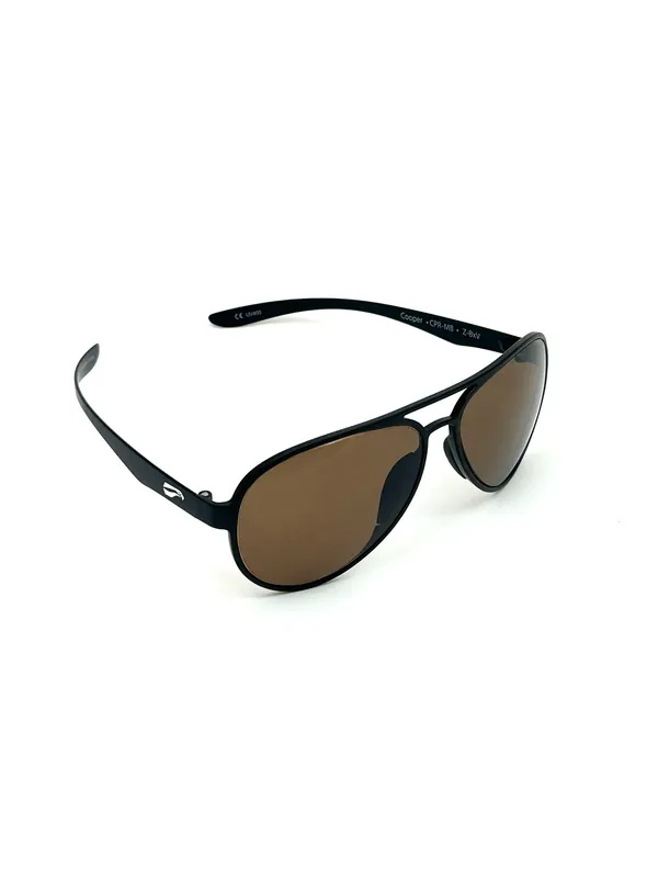 Billig Flying Eyes Sonnenbrille Cooper Aviator Standard - Gestell matt schwarz, Linsen kupferfarben (polarisiert)