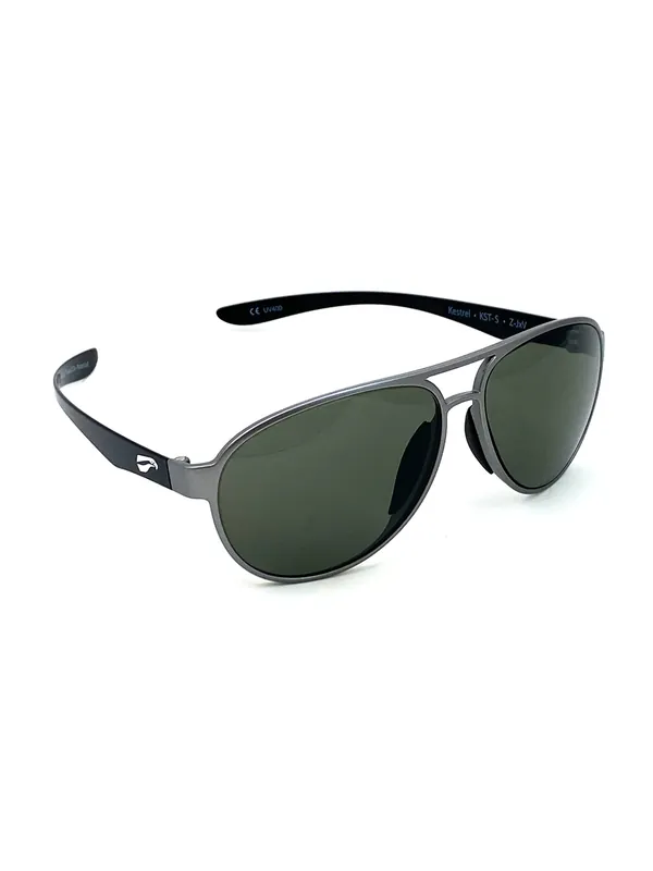 Flying Eyes Sonnenbrille Cooper Narrow - Rahmen silberfarben, Bügel schwarz, Linsen G15 (neutrales Grün) Wochenendangebot
