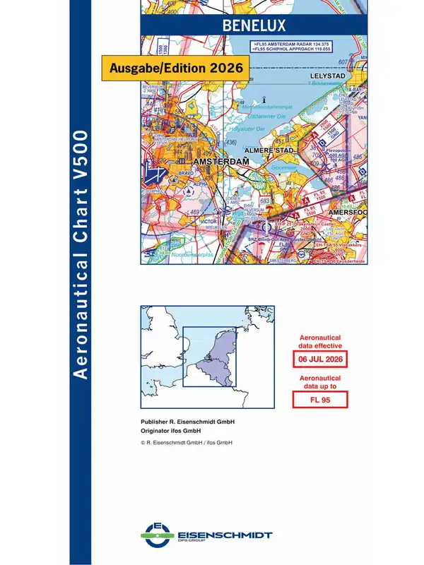 BeNeLux V500 VFR-Karte 2026 - Papier, gefaltet Bestseller
