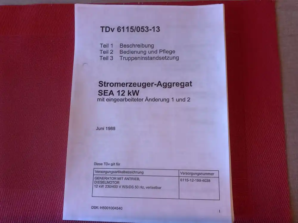 Echt Stromerzeuger 12KW, TDv 6115/053-13