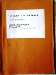 Günstig Sprechsatz-Prüfgerät TS-2839/GY TDv Teile 1 bis 3 u. 5, TDv 6625/073-15