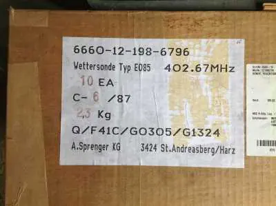 Wettersonde Typ E 085 Nr. 267 402,67 MHz Neu