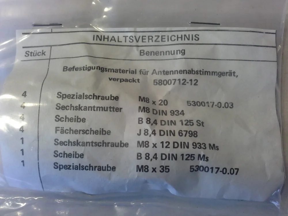 Wochenendangebot Befestigungsmaterial für Antennenabstimmgerät 5800712-12