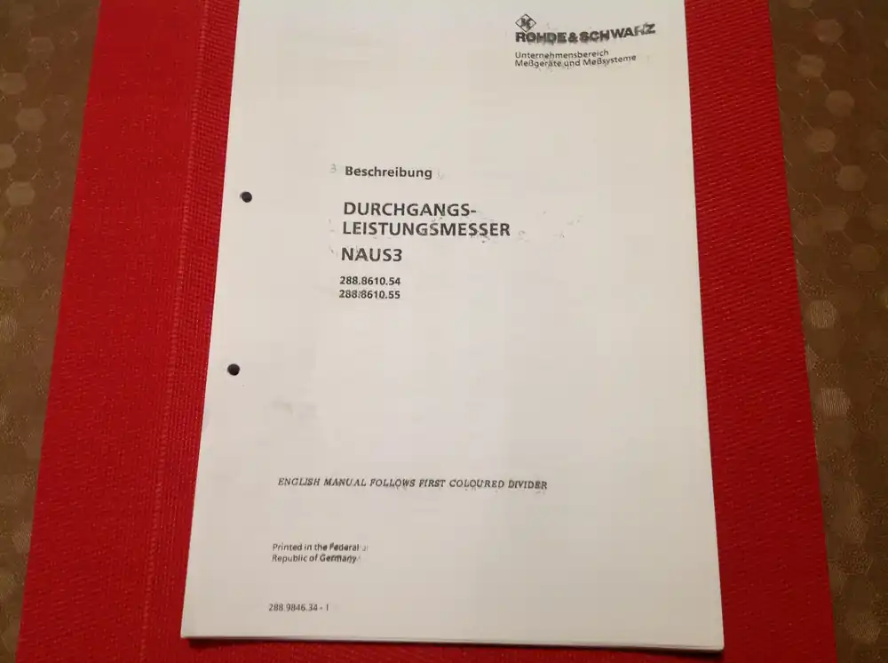 Rohde & Schwarz Durchgangs-Leistungsmesser Naus 3 Beschreibung Versand Am Gleichen Tag