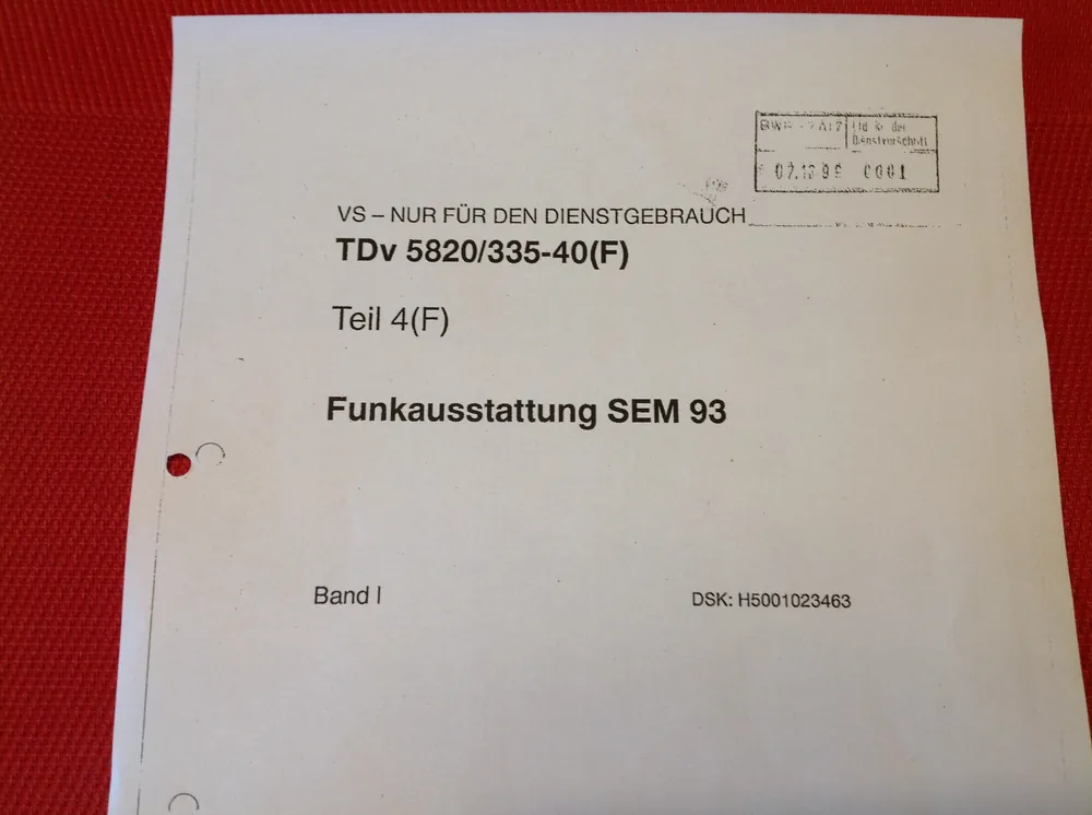 Kracherpreis Funkausstattung SEM 93, TDv 5820/335-40(F)