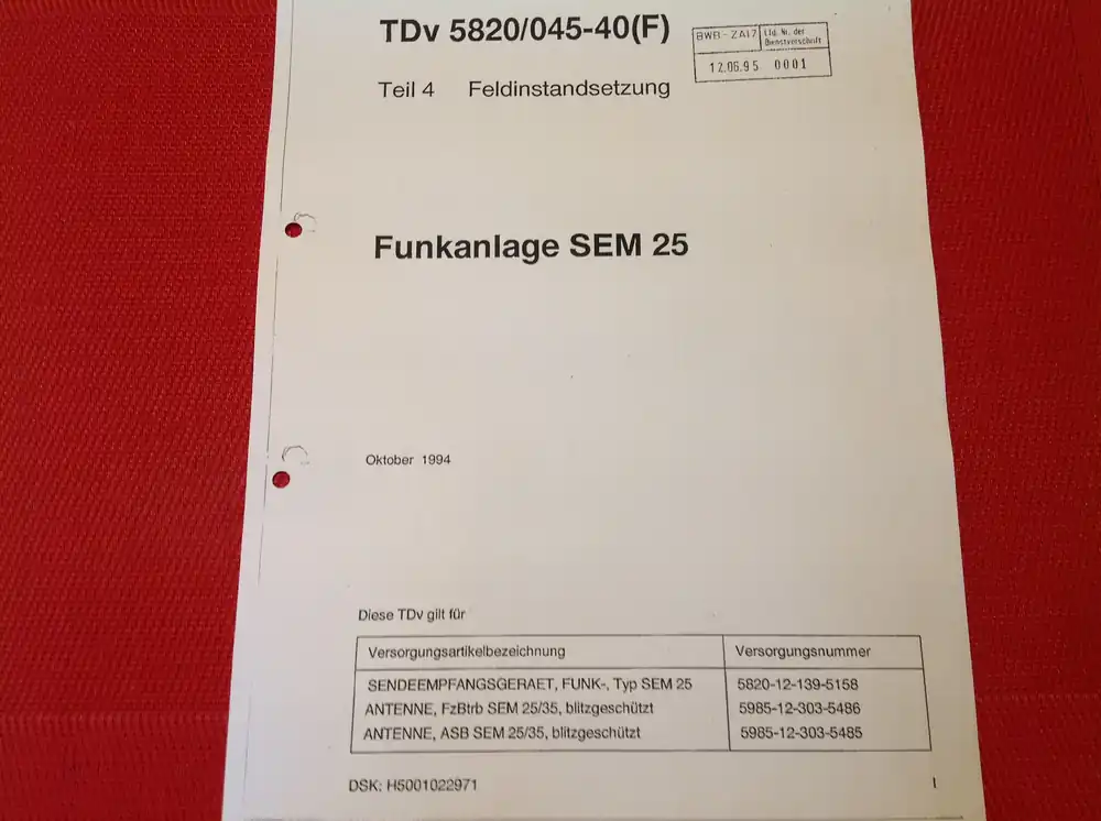 Sofort Bestellen Funkanlage SEM 25, TDv 5820/045-40