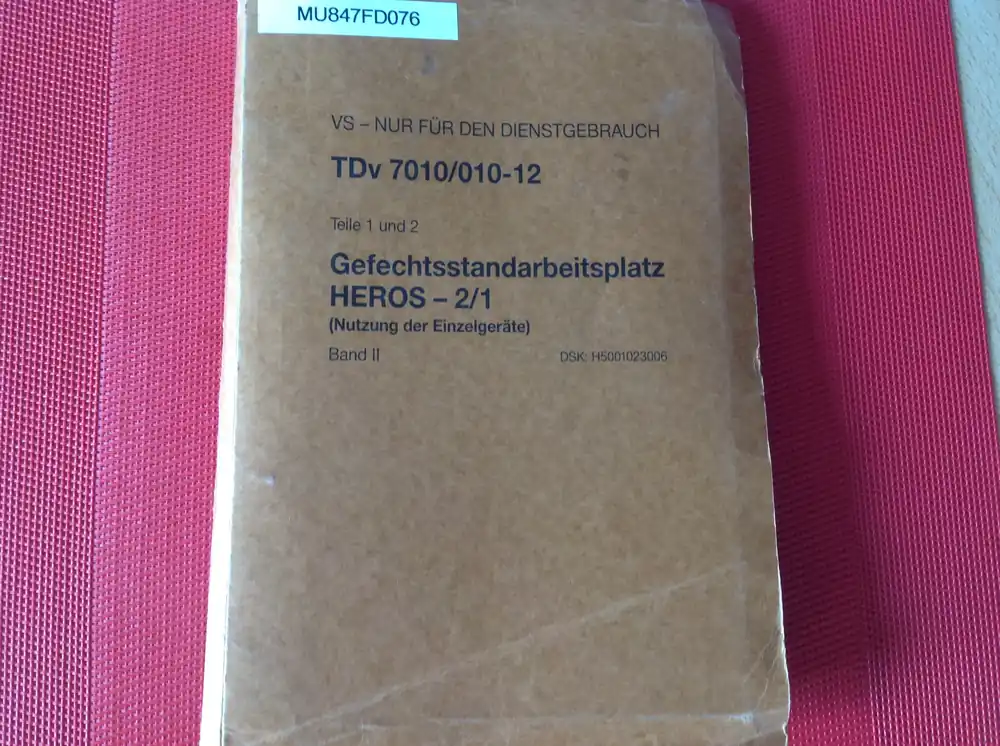 Gefechtsstandardarbeitsplatz HEROS - 2/1 Teile 1 und 2 Band II, TDv 7010/010-12 Nur Heute
