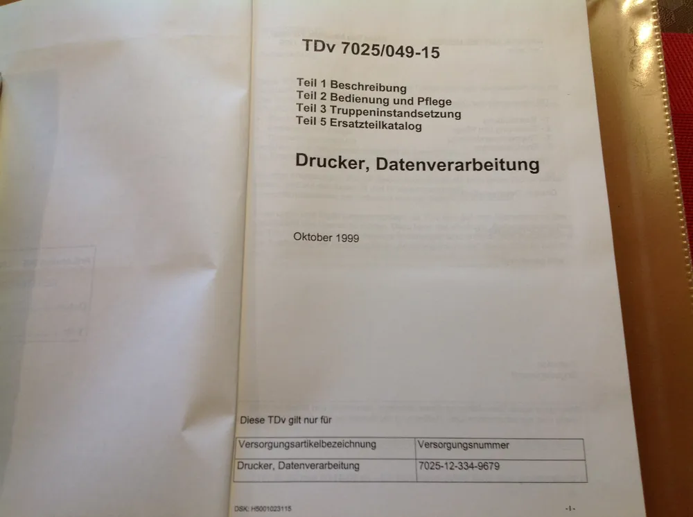 Drucker, Datenverarbeitung, TDv 7025/049-15 Finale Aktion