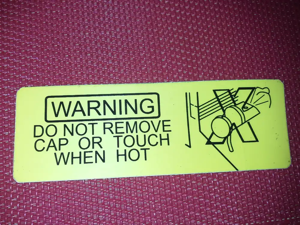 Preisknaller Warnschild - Do not remove cap or touch when hot für Hummer 1
