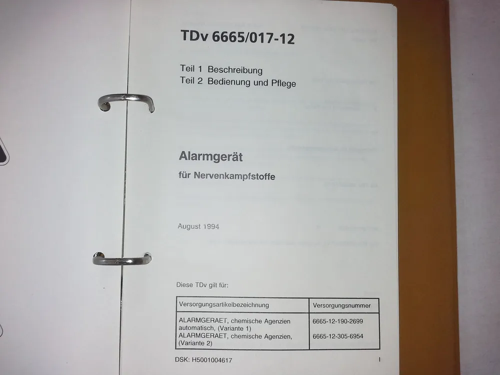 Alarmgerät für Nervenkampfstoffe, TDv 6665/017-12 Kracherpreis