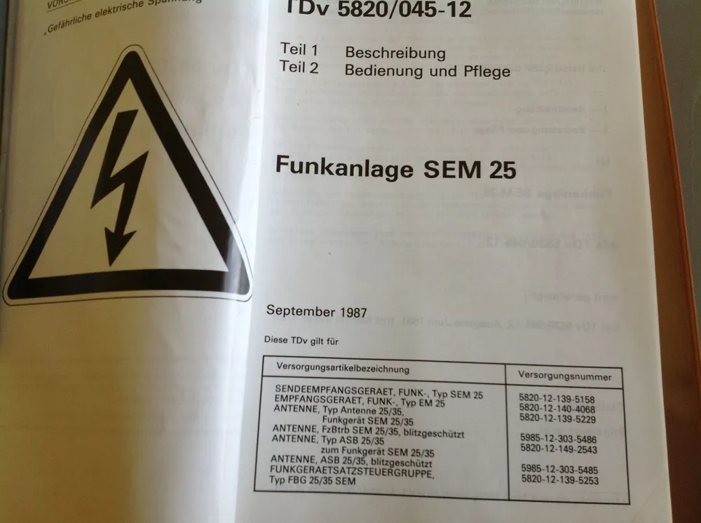 Funkanlage SEM 25, TDv 5820/045-12 Letzte Chance