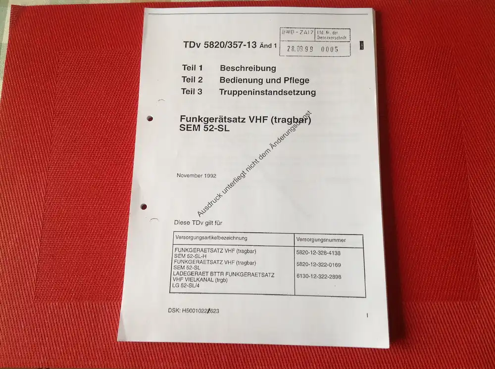 Funkgerätesatz VHF (tragbar) SEM 52-SL, TDv 5820/357-13 Sale