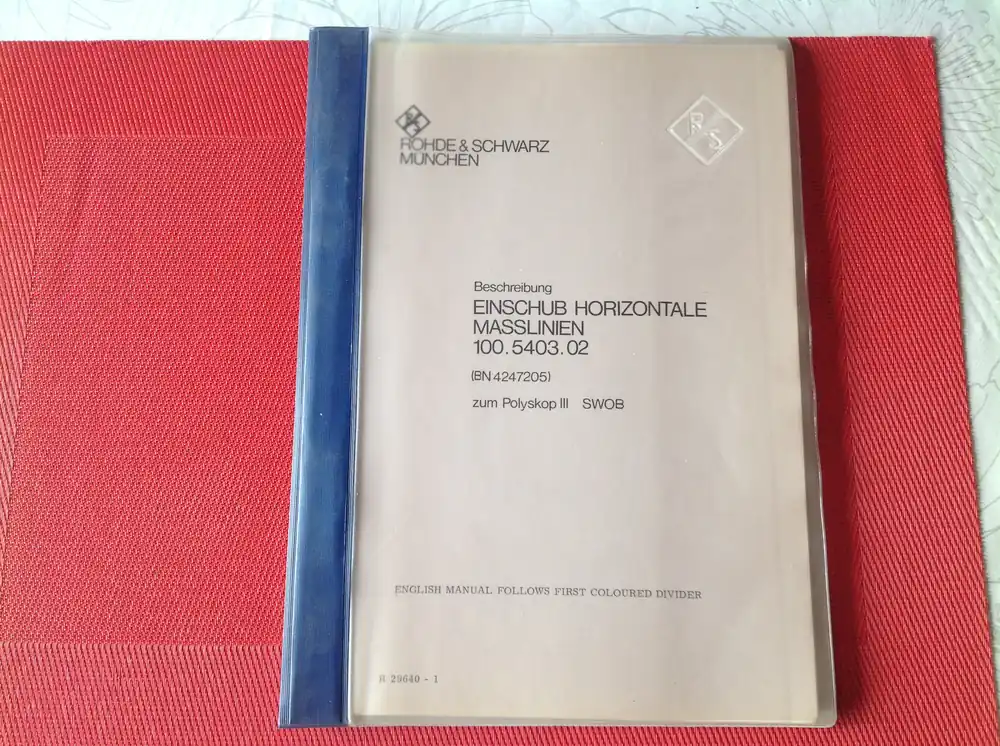 Orginal Rohde & Schwarz Einschub Horizontale Masslinien zum Polyscop III Sofort Bestellen