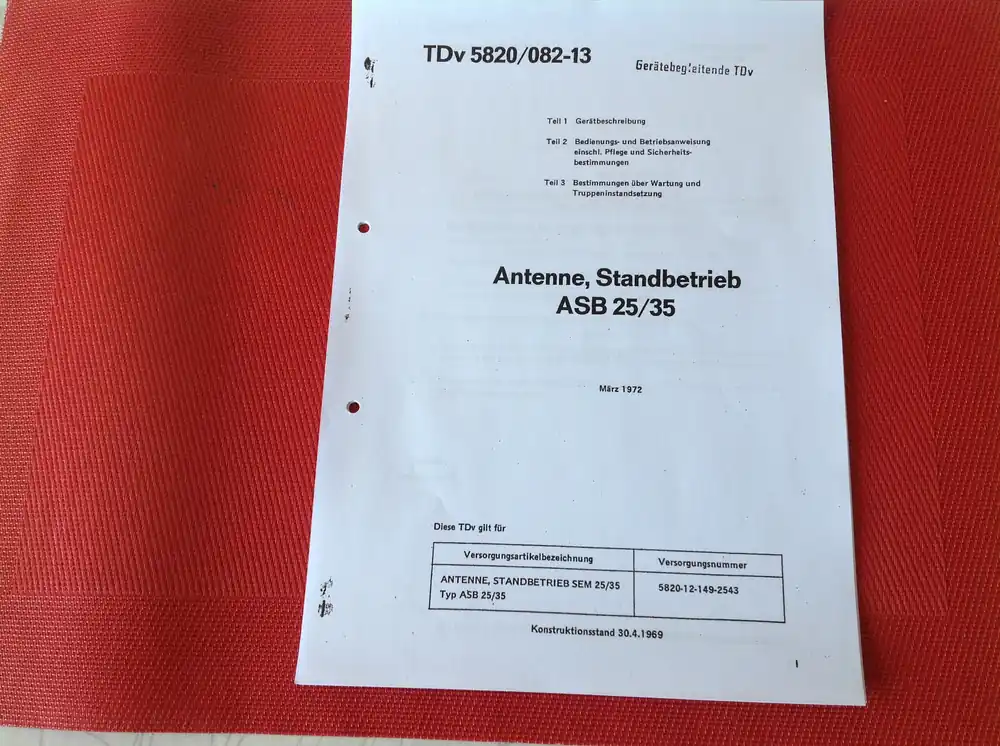 Antenne Standbetrib ASB 25/35, TDv 5820/082-13 Direktkauf
