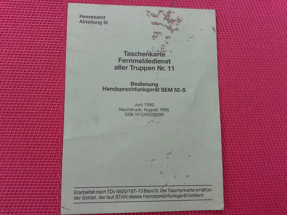 Taschenkarte Fernmeldedienst aller Truppen Nr.11 Jetzt Bestellen