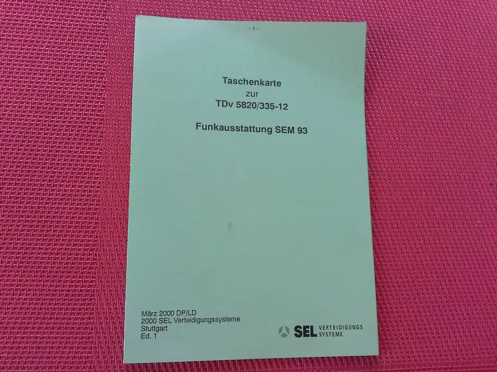Jetzt Kaufen Taschenkarte zur TDv 5820/335-12