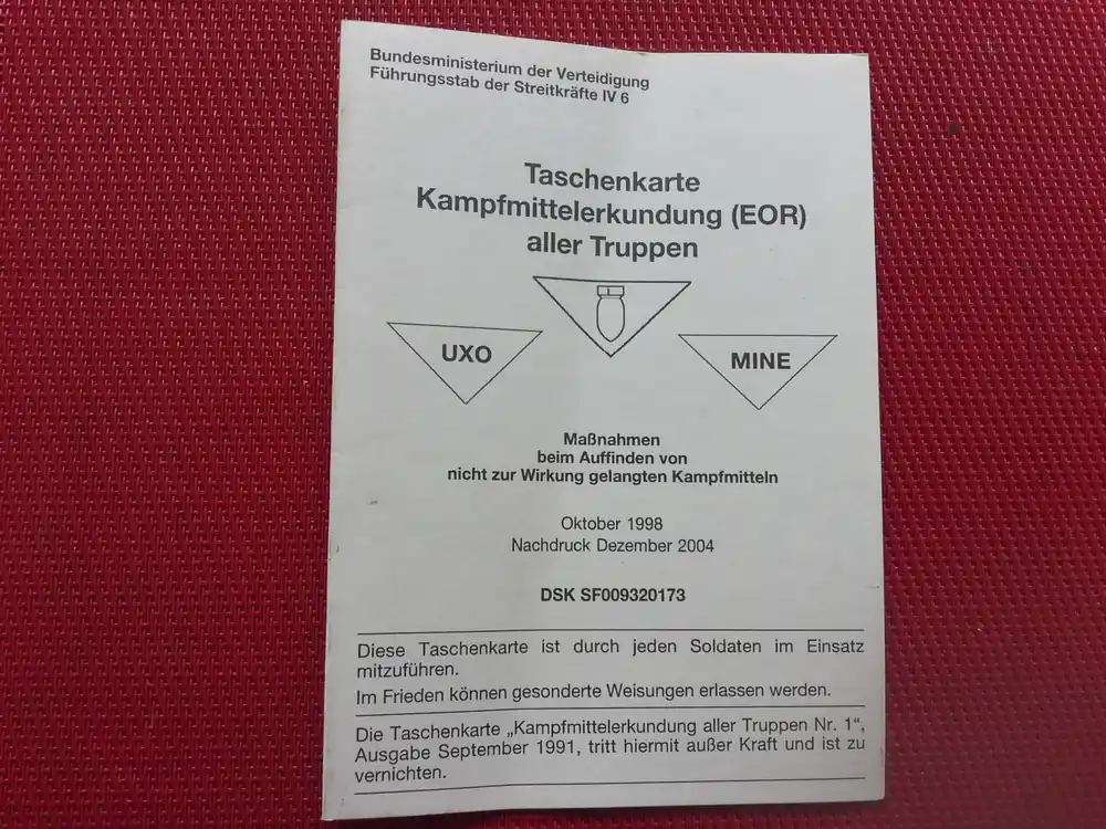 Abverkauf Kampfmittelerkundung (EOR) aller Truppen