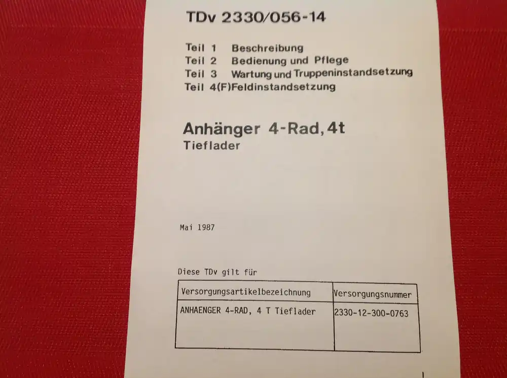 Anhänger 4-Rad, 4 to Tieflader, TDv 2330/056-14 Günstig