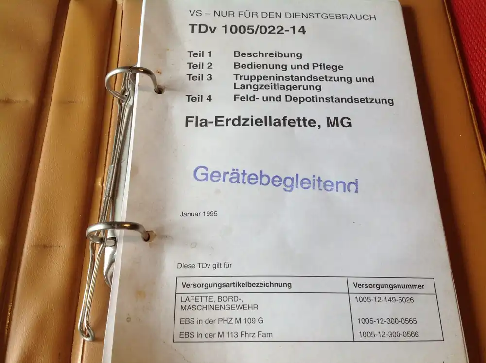 TDv 1005/022-14 FLA-Erdziellafette, MG, Lafette, Bord-, Maschinengewehr Garantierte Lieferung