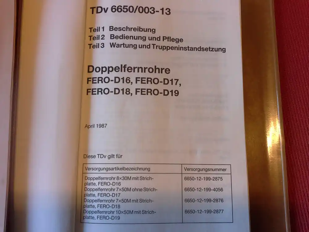 Heißes Angebot TDv 6650/003-13, Doppelfernrohre FERO-D16, D17, D18, D19